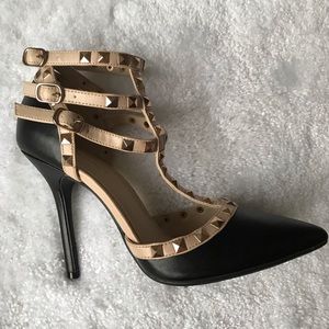 Studded pointed heels